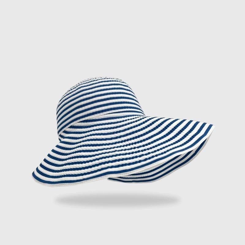 Женская весенне-летняя складная солнцезащитная шляпа в полоску