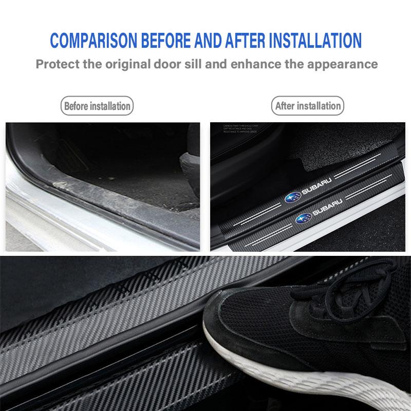 For Subaru STI XV Car Accessorie PU Leather Car Door Sill Plate Protector Stickers Threshold Side Trunk anti-scratch Protection X666