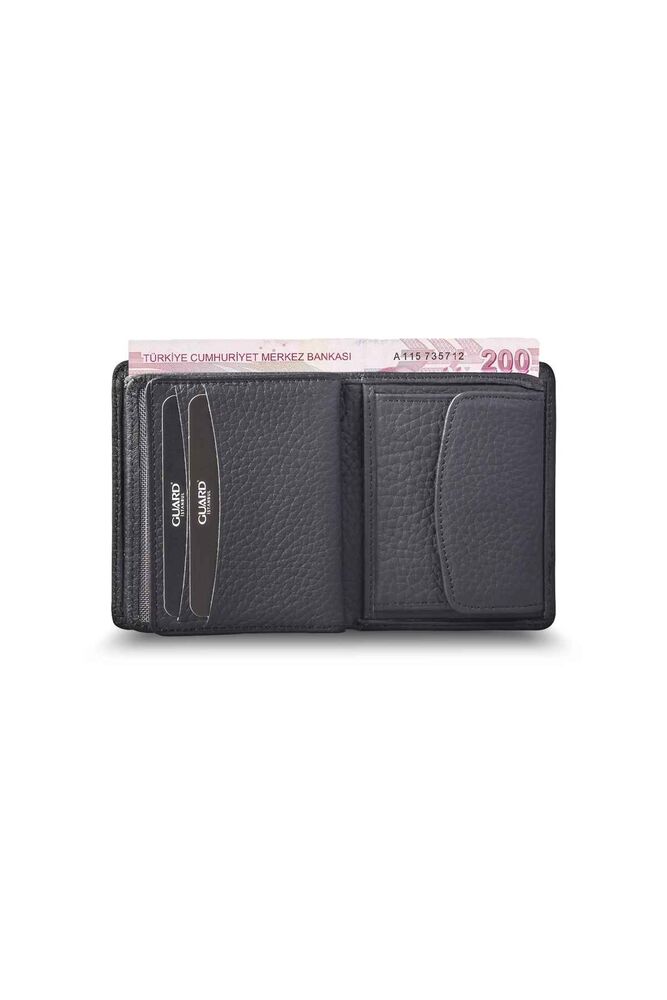 Мужской кошелек из матовой черной кожи с отделением для монет Guard