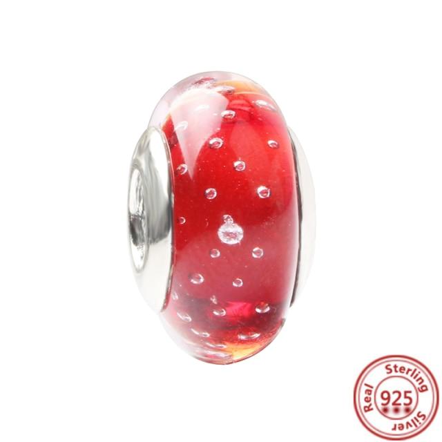 Красочные бусины из муранского стекла, прозрачные бусины в форме пузыря, подходят для оригинального браслета, женские ювелирные изделия из стерлингового серебра 925 пробы