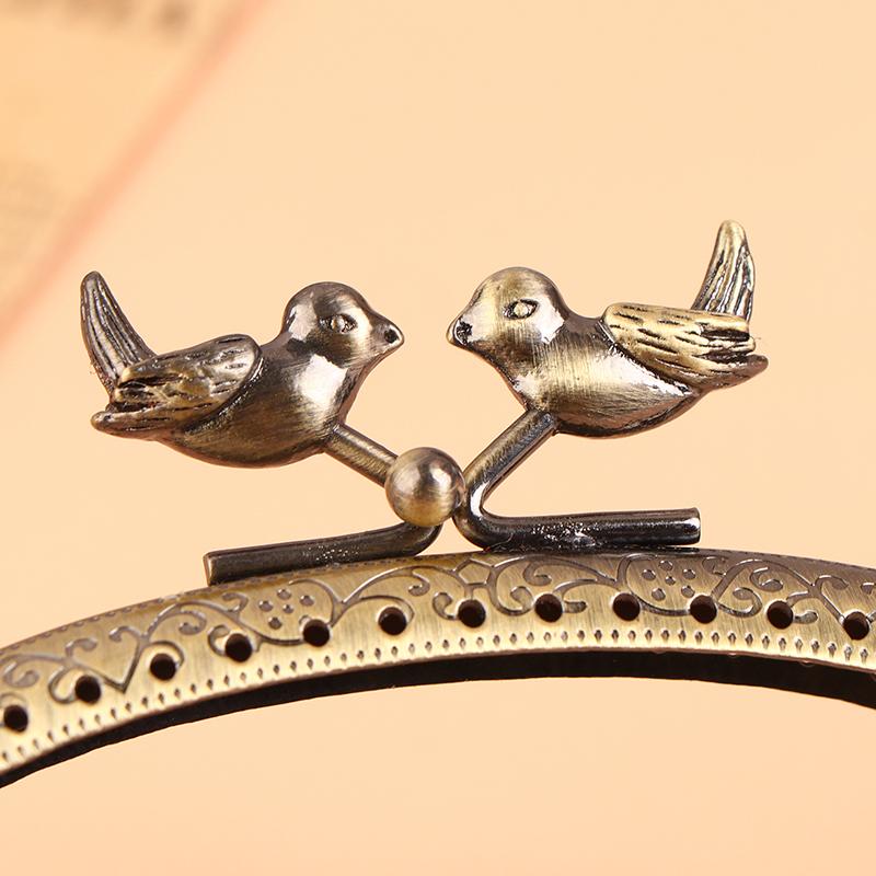 1 шт., 12,5 см, с тиснением в виде головы птицы, античная бронза, металлический кошелек, рамка, сумка с застежкой-поцелуем, ручка, аксессуары для сумки с дуговым замком «сделай сам»