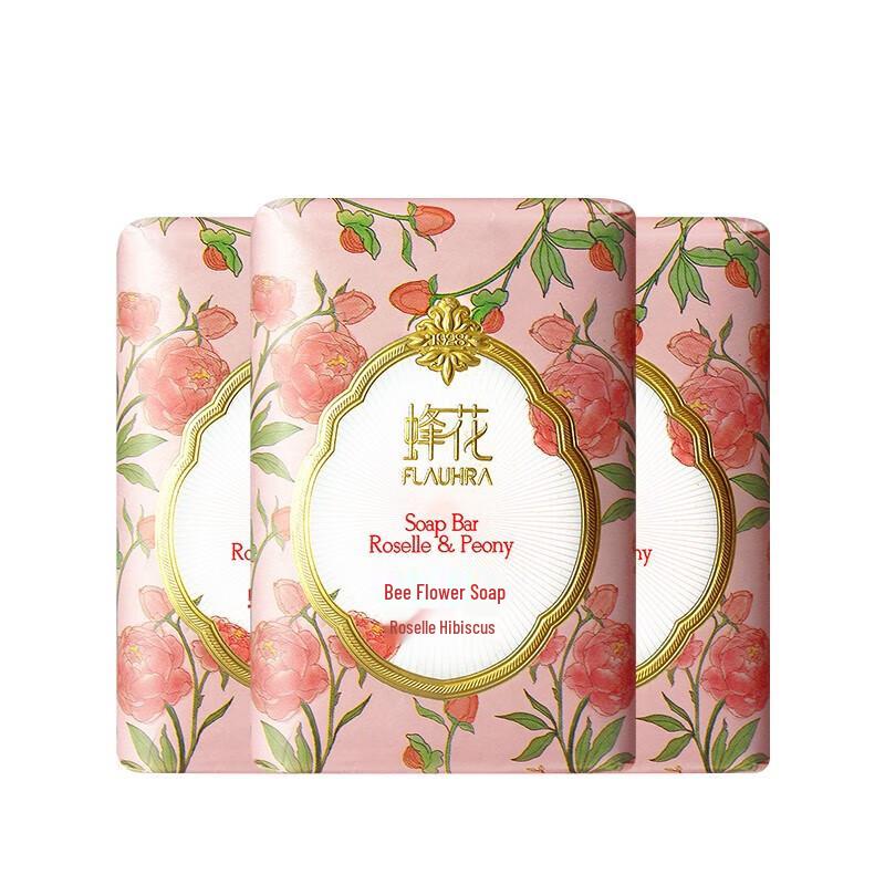 Bee & Flower Roselle Peony Moisturizing Soap Bars, 3x125g