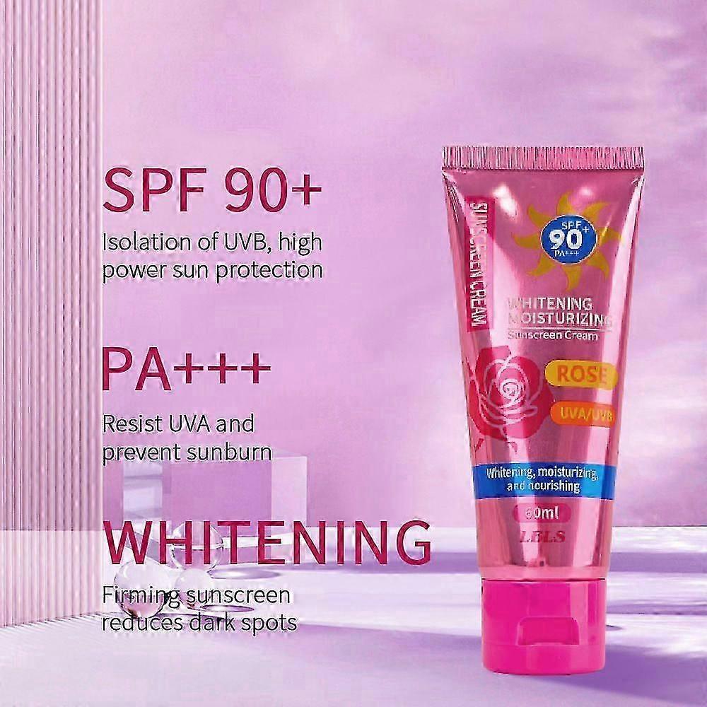 Tinted Rose Sunscreen Cream SPF90 PA+++ - Moisturizing Face & Body Sun Protection, Tinted, Water-Resistant, for Sensitive Skin