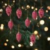 8Pcs Pinecone Christmas Tree Decorations Charm Pendants Decorative Xmas Balls Baubles for Window Wall Door Anniversary Indoor