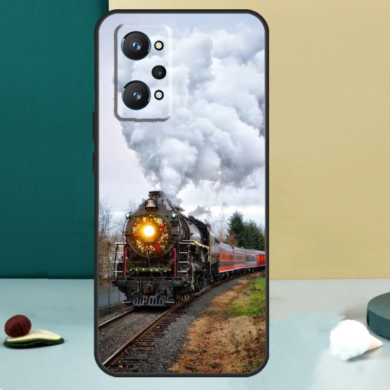 Винтажный паровоз Железная дорога Для Realme 14 13 Pro Plus 10 11 12 GT 5 6 6T GT7 Pro C61 C55 C53 C51 C21Y C25S C75 C67 Чехол