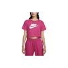 Спортивная футболка Essentials с логотипом, в рубчик, с круглым вырезом и коротким рукавом, женский топ, темно-розовый BV6176-617