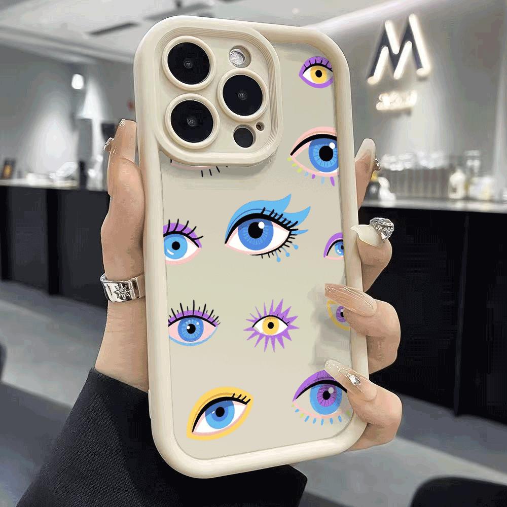 Красочные причудливые иллюстрации глаз Чехол для телефона для iPhone 16 15 14 13 12 11 Pro Max Plus Защита от царапин, Гибкий гелевый защитный