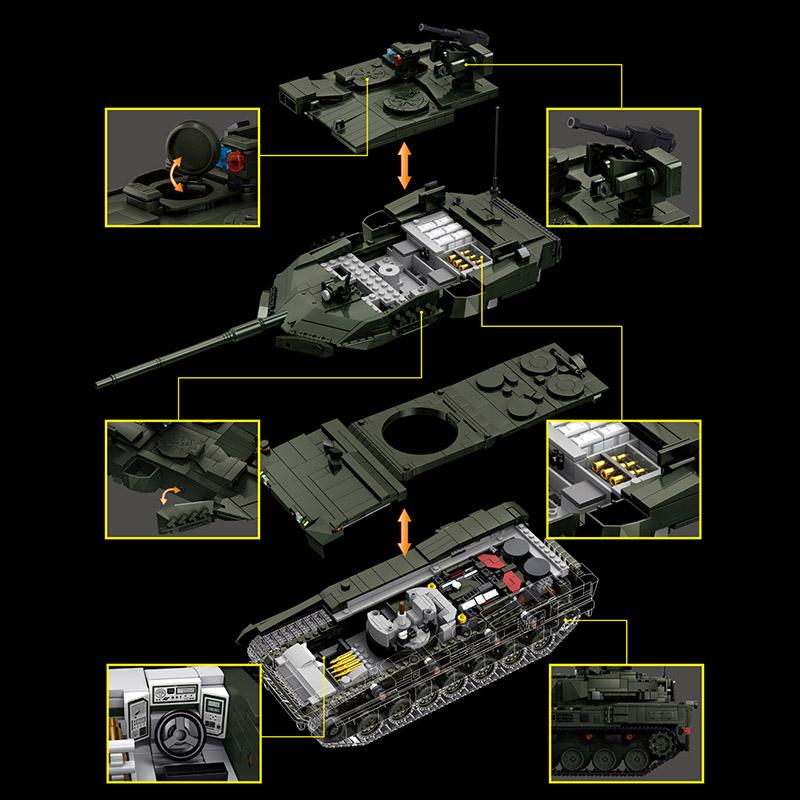 Военный MOC 1/28 2306 деталей Leopard 2A8 Армейский основной боевой танк Строительные блоки Кирпичики Современный набор танков Игрушки Для Детей Мальчиков Подарки