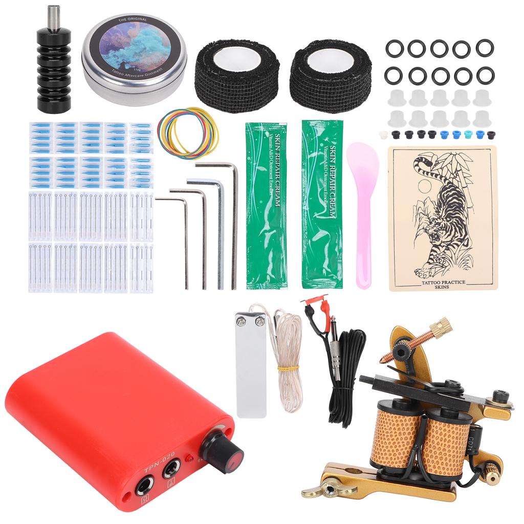 Complete Tattoo Kit Tattoo Power Supply 10 Wrap Liner Coil Tattoo Machine for Beginners 90‑265VUS