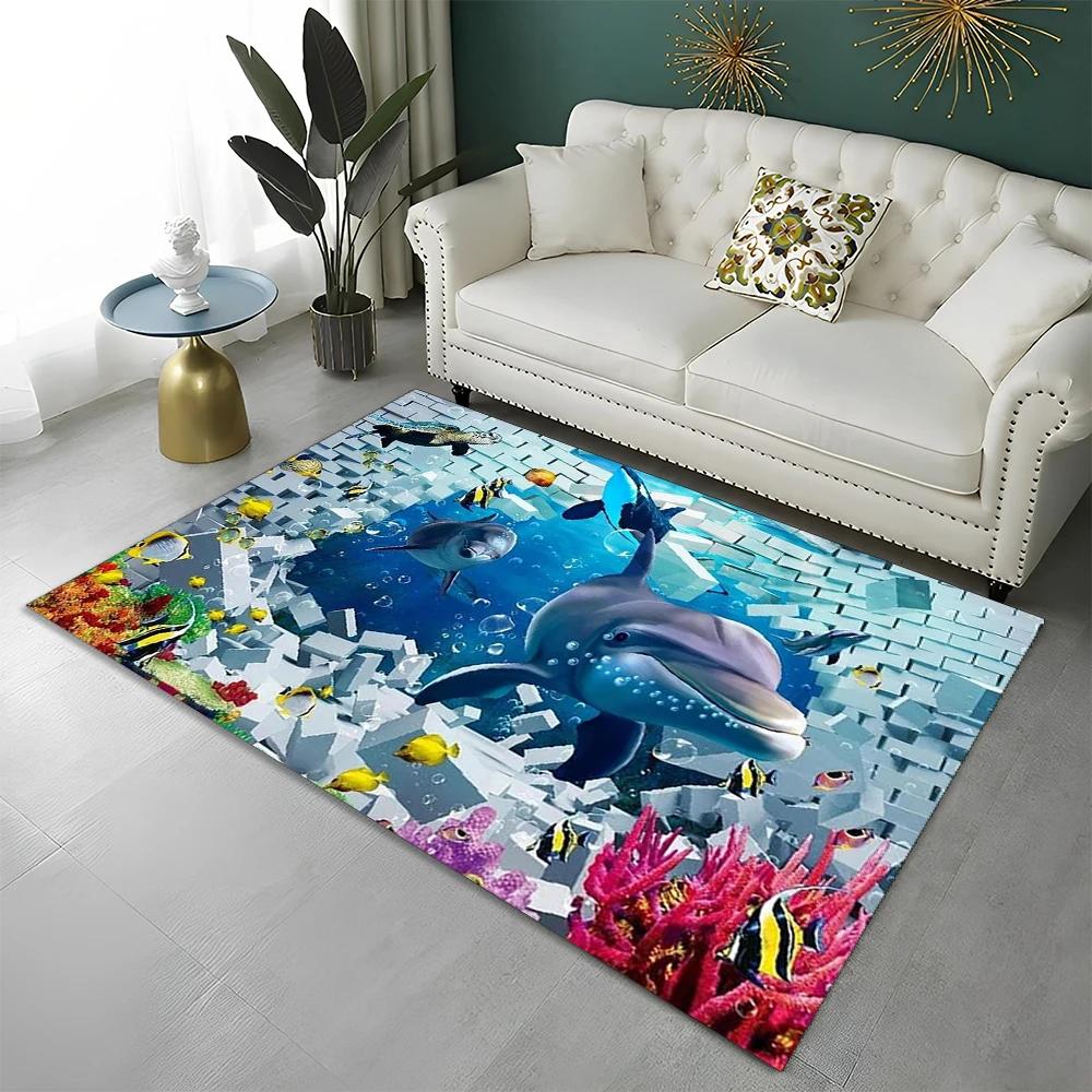 3D ковер-иллюзия морского дна, подводный мир, для дома, гостиной, спальни, дивана, коврик-дверной коврик, декор, детский коврик, нескользящий напольный коврик