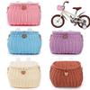 Bike Handwoven Basket Backpack with Lid Bike Scooter Tricycle Basket Adjustable Leather Straps for Kids Adult Bikes