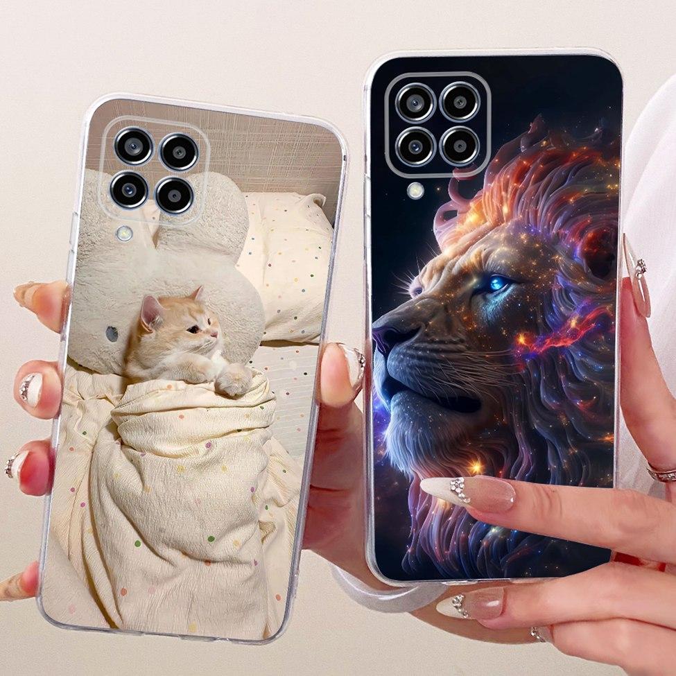 Transparent For Samsung M33 5G Case Cover Cute Cat Fashion Butterfly Funny Painted Casing For Samsung Galaxy M33 5G M336B M336K