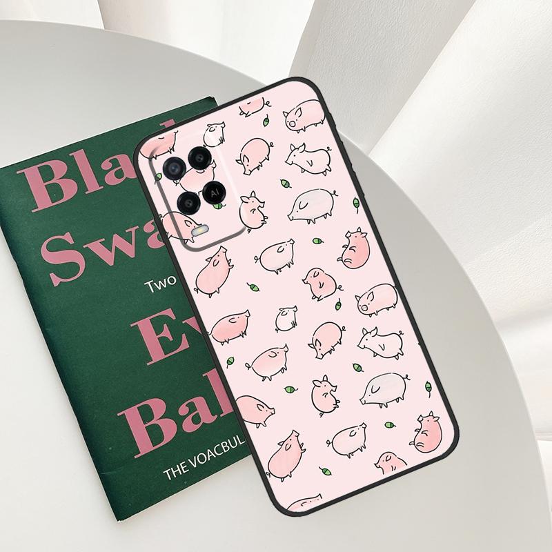 Милый розовый чехол-поросенок для Oppo A52 A72 A76 A96 A54 A74 A94 A54S A57S A58 A78 A98 A57 A77 A15 A16 A17