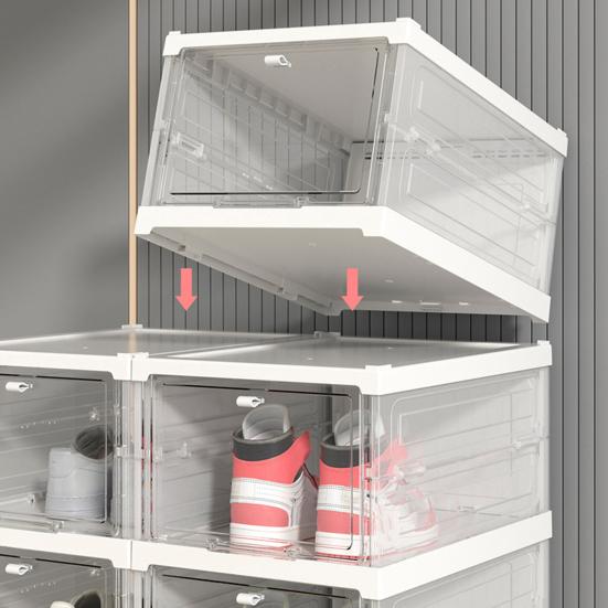 Home Shoe Box Transparent Stackable Thickened Foldable Dust-proof Visible Dustproof Moisture-proof Dorm Shoe Container Shoe