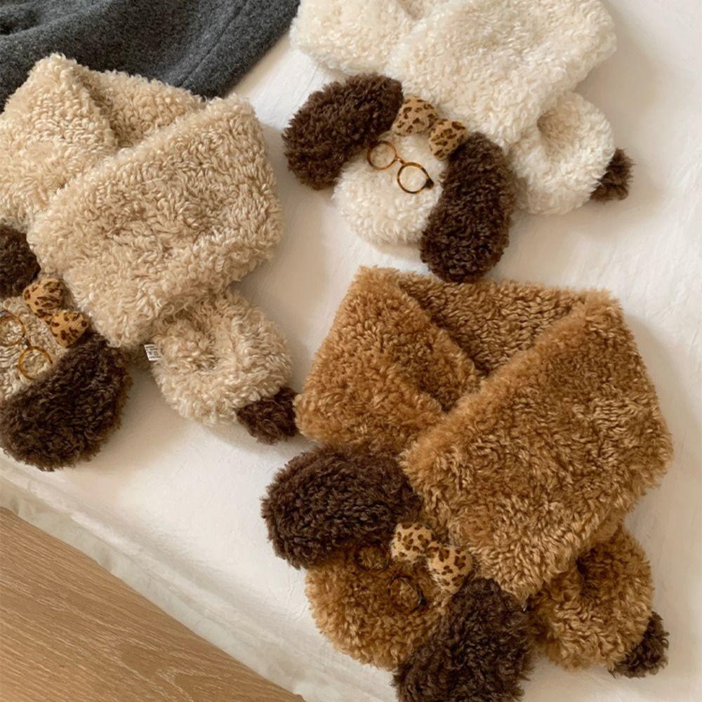 Dog Plush Scarf Knitted Winter Cashmere Scarves Simple Glasses Puppy Scarf Autumn Winter