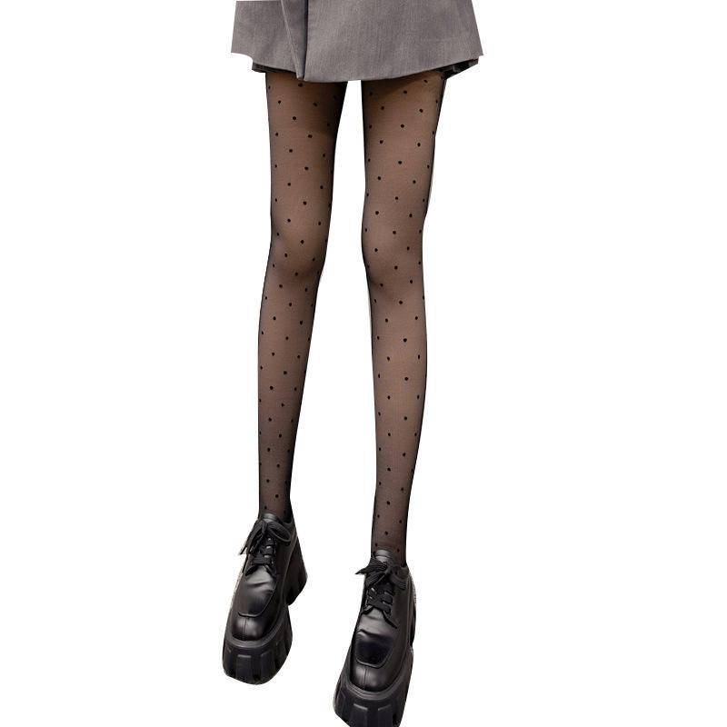 Осенние и зимние бархатные теплые чулки в мелкий круглый горошек двухслойные сменные Т-образные внешние колготки