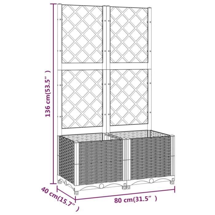 VidaXL Planter with Trellis Light Grey 80x40x136 Cm PP 153272