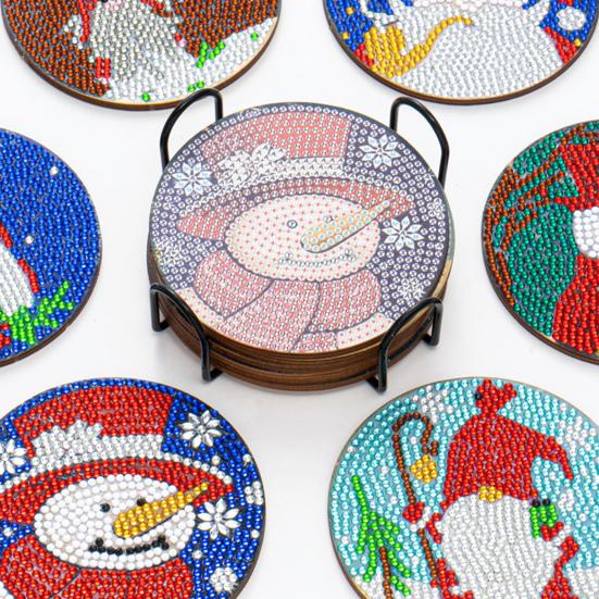 6 шт. DIY алмазная живопись набор подставок Снеговик Санта-Клаус Рождественская тематическая 5D алмазная живопись подставка для посуды