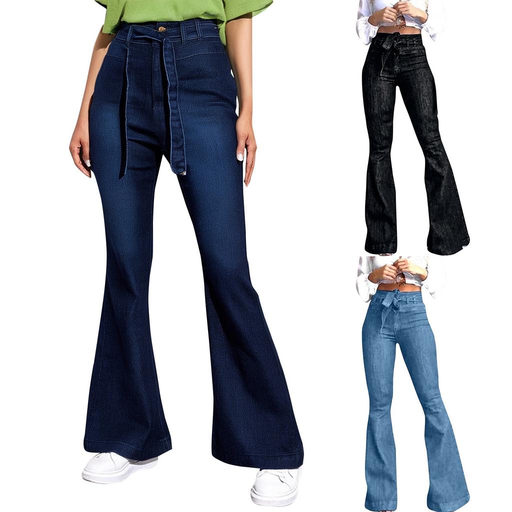 Women's High Waisted Hip Lifting Flared Pants Wide Leg Pants Jeans