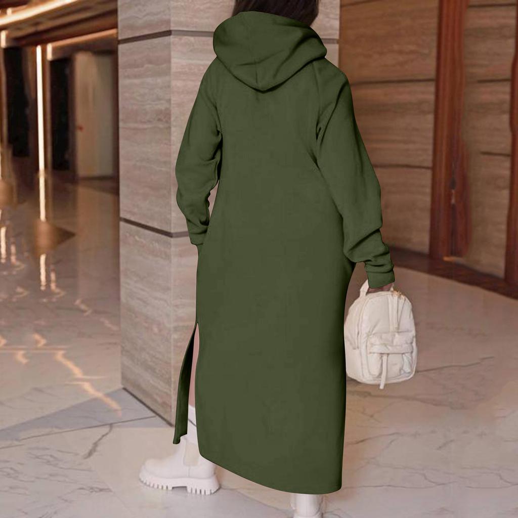 Женский модный однотонный худи с длинными рукавами и флисовой подкладкой