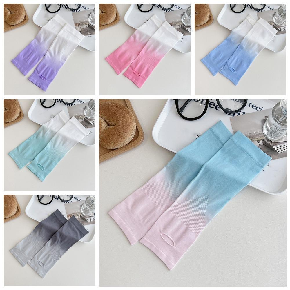 Spandex Gradient Color Sleeve Polyester Sun Protection Arm Cover Ice Silk Arm Sleeves  Kids
