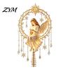 Vintage Style Angel Christmas Tree Topper, Acrylic Winged Treetop Ornament with Decor Spring Base for Xmas Tree, Holiday Home Party Topper