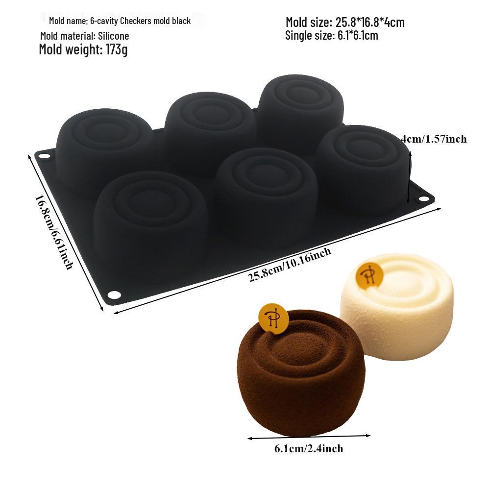 Силиконовая форма на 6 ячеек для муссового торта в виде пенька и десерта-полена