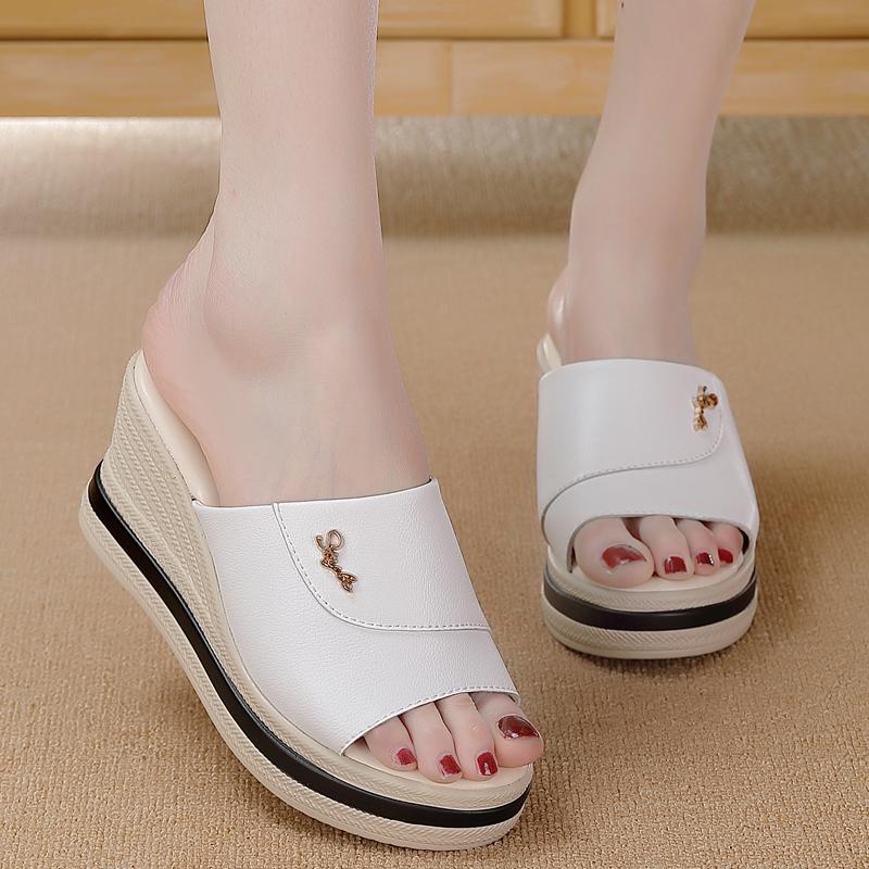 Женские босоножки на высоком каблуке с открытым носком, тапочки, обувь на платформе, повседневная женская уличная пляжная обувь, летние шлепанцы, сандалии