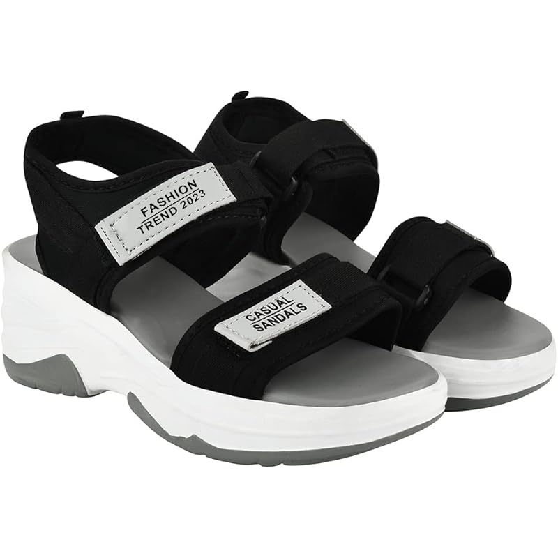 Shoetopia Lightweight Comfortable & Trendy Flatforms Grey Sandals For Women & Girls /Uk5
