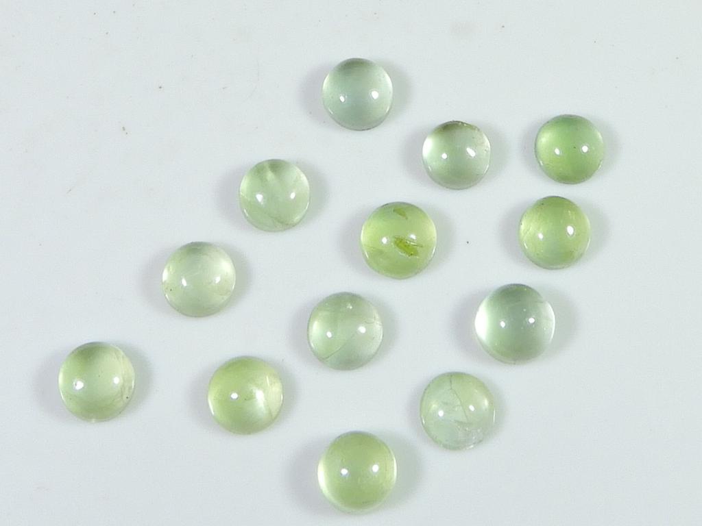 13Cts. Натуральный зеленый пренит круглый кабошон драгоценный камень 13 шт. лот 5.5X5.5MM RQ-1923