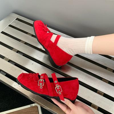 Модные туфли Мэри Джейн на плоской подошве с ремешком крест-накрест, Новая женская мода, Квадратный носок, Неглубокий вырез, Темпераментные балетки с бабочкой