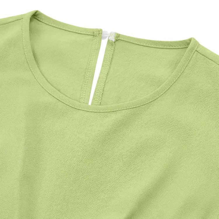 Женское летнее повседневное платье А-силуэта с высокой талией и короткими рукавами, однотонное платье с круглым вырезом и длиной выше колена, весенние платья S-XL