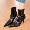 New Popular Luxury Spring Autumn Women Ankle Boots Ladies Pointed Toe Short Booties Elegant Thin High Heel Women's Boots