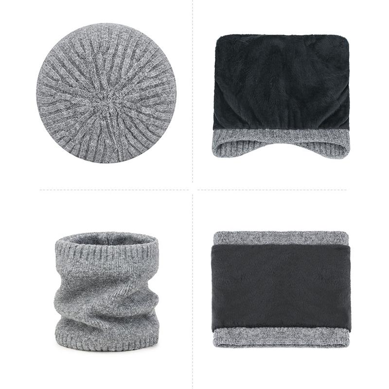 Winter Plush Knitted Cap Two-Piece Men's Outdoor Cold-Proof Warm Ear Protection Wool Cap