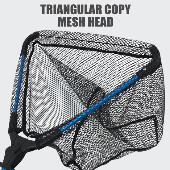 Folding Fishing Net Anti-slip Telescopic Aluminum Handle Fine Mesh Professional Angling Triangle Retractable Fish Landing Net Catcher Fishing Supplies
