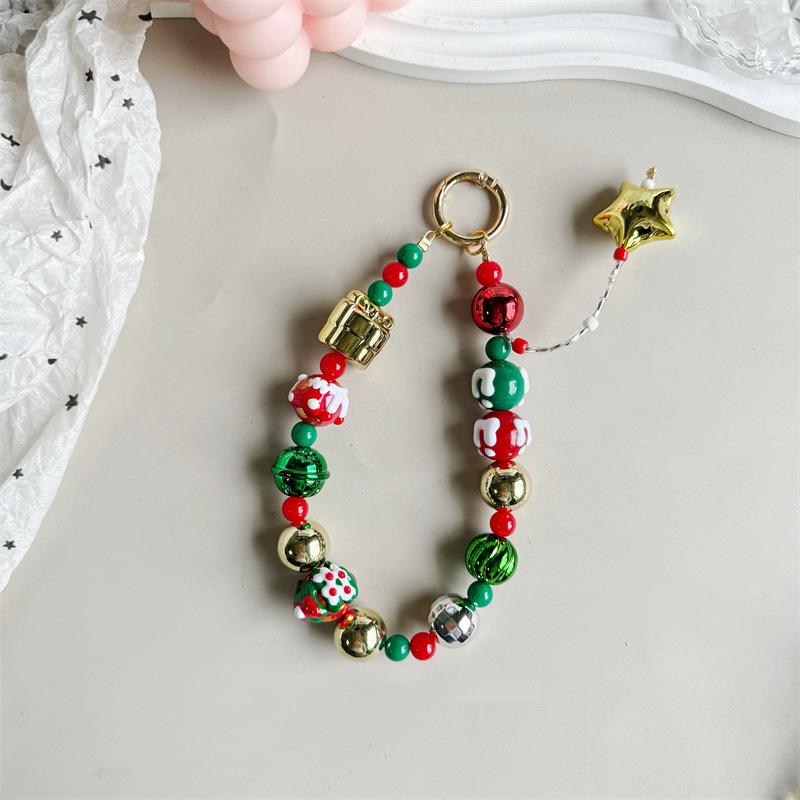 Мультяшный рождественский телефонный шнурок рождественская бисерная цепочка мобильный телефон цепочка кулон анти-потерянный браслет мобильный телефон ремешок брелок