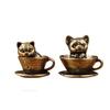 Brass Teacup Dog/cat Crafts Figurines Pendant Vintage Distressed New Chinese Style Men and Women Car Bag Keychain