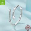 S925 Sterling Silver Simple Bamboo Open Ring, Cross-Border Fashion Minimalist Style Adjustable Ring Jewelry