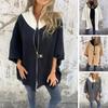 Lady Spring Fall Coat Stand Collar Zipper Closure Loose 45355 Sleeves Jacket