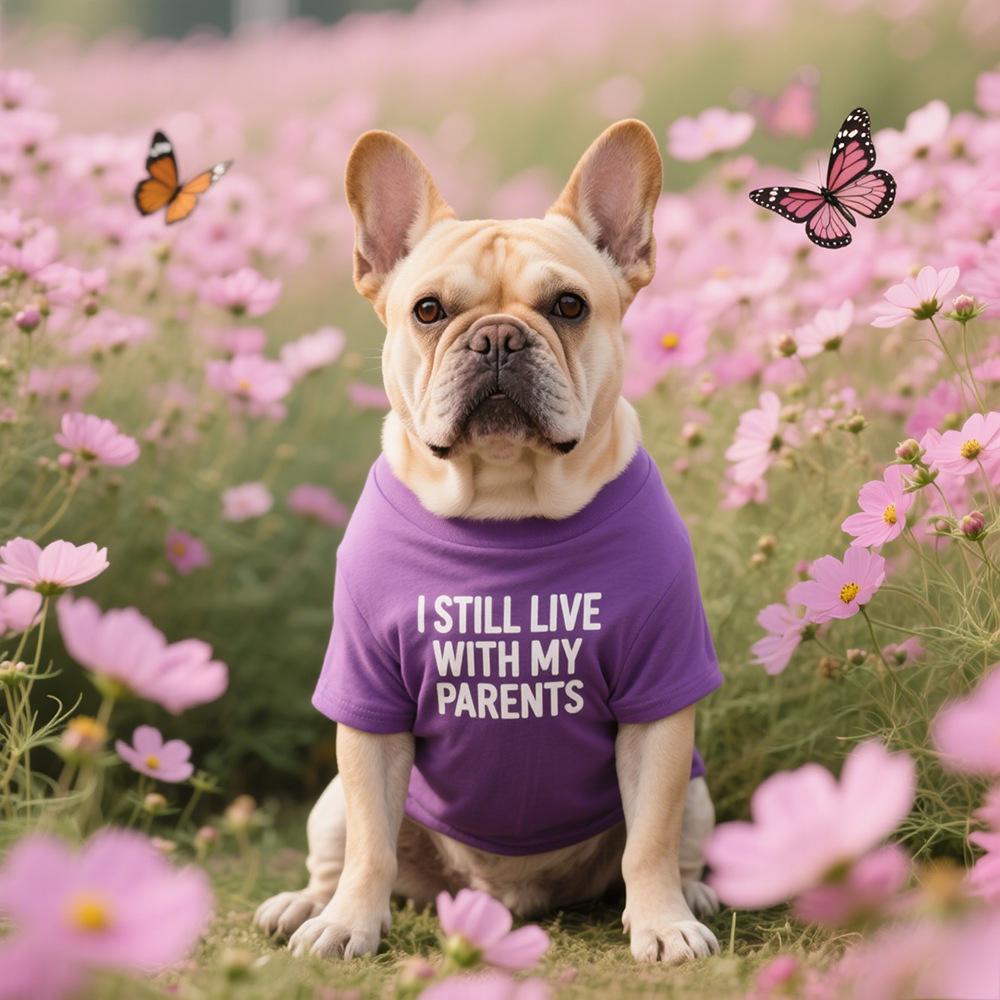 French Bulldog, Pug, Basset Hound, and Shar Pei Round Neck T-shirt - Teddy Panda Design Dog Clothing
