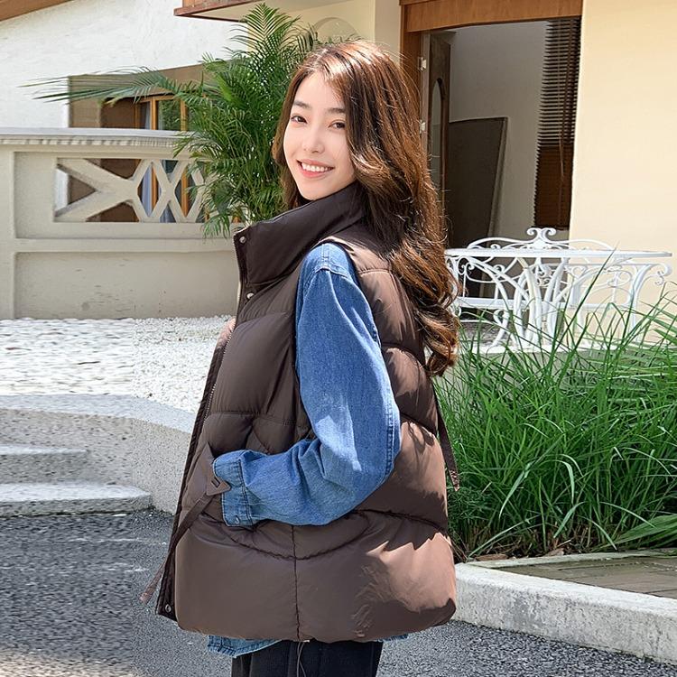 Fashionable and Warm Women's Stand Collar Cotton Warm Vest for Winter