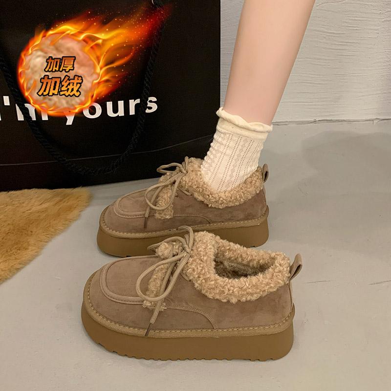 CRLAYDK Зимние новые женские ботинки на платформе для снега, сохраняющие тепло до щиколотки, замшевые ботинки с меховой подкладкой, женская обувь для прогулок и дома