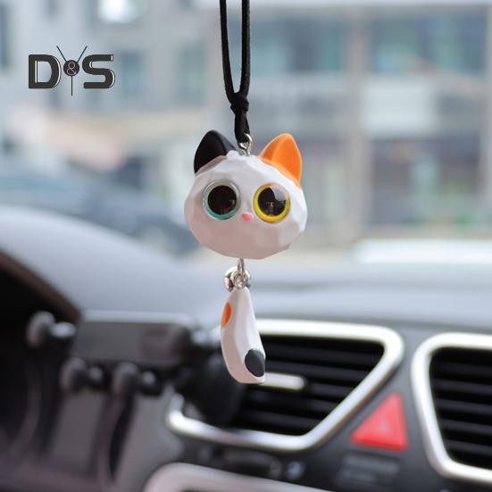 Подвесное украшение для автомобиля в виде кошки, симпатичная лиса, украшение для зеркала заднего вида автомобиля, декоративные аксессуары для салона автомобиля