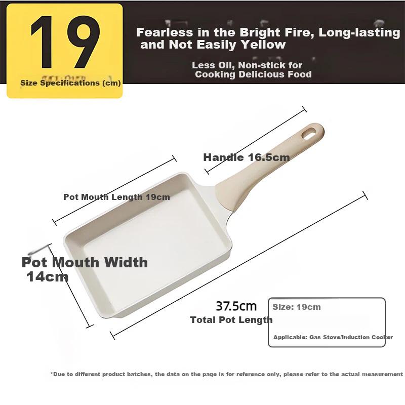 COOKER KING Non-Stick Pan with Titanium, Tamagoyaki Griddle, Fried Egg Pan, Steak Pan, Small Pan, Flat Bottom Pan, 19*14cm