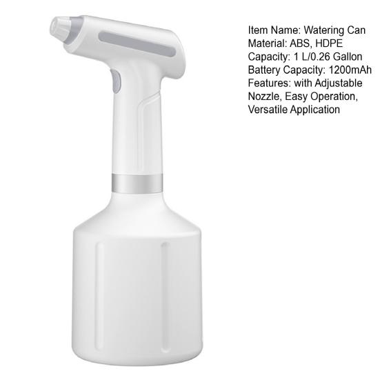 Электрический пульверизатор 0,26 галлона Автоматическая лейка Аккумуляторный опрыскиватель с USB-C и регулируемой насадкой Пульверизатор для растений для садоводства в помещении и на открытом воздухе