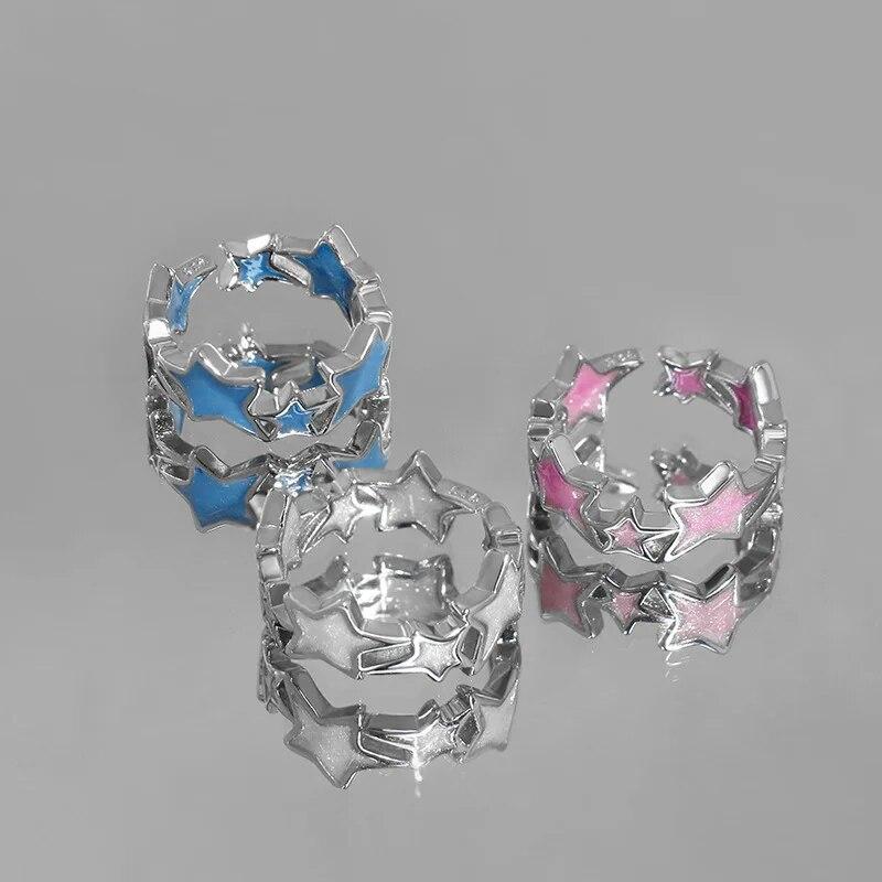 Новые изысканные открытые кольца с геометрической звездой для женщин, милые кольца с цирконом Y2K для девочек, модные вечерние украшения для вечеринок, аксессуары для пальцев, подарок