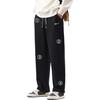 Warrior Casual Pants for Men, Spring And Summer Wide-Leg Trousers, Sports Sweatpants, Versatile Long Pants, Black, 2XL