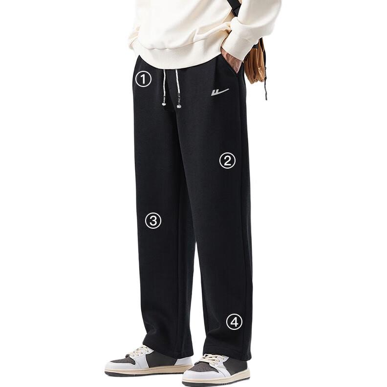 Warrior Casual Pants for Men, Spring And Summer Wide-Leg Trousers, Sports Sweatpants, Versatile Long Pants, Black, 2XL