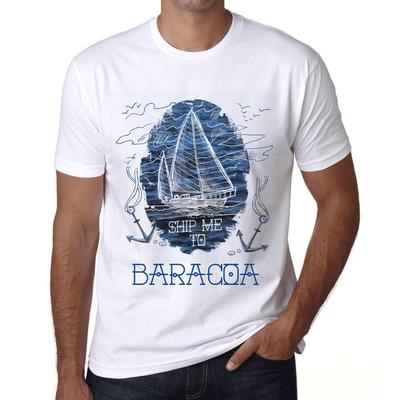 Мужская винтажная футболка Футболка с рисунком Ship Me to Baracoa White