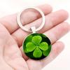 Lucky Four Leaf Clover Pendant Keychain With Zinc Alloy Silver Finish For Gift Giving And Celebration